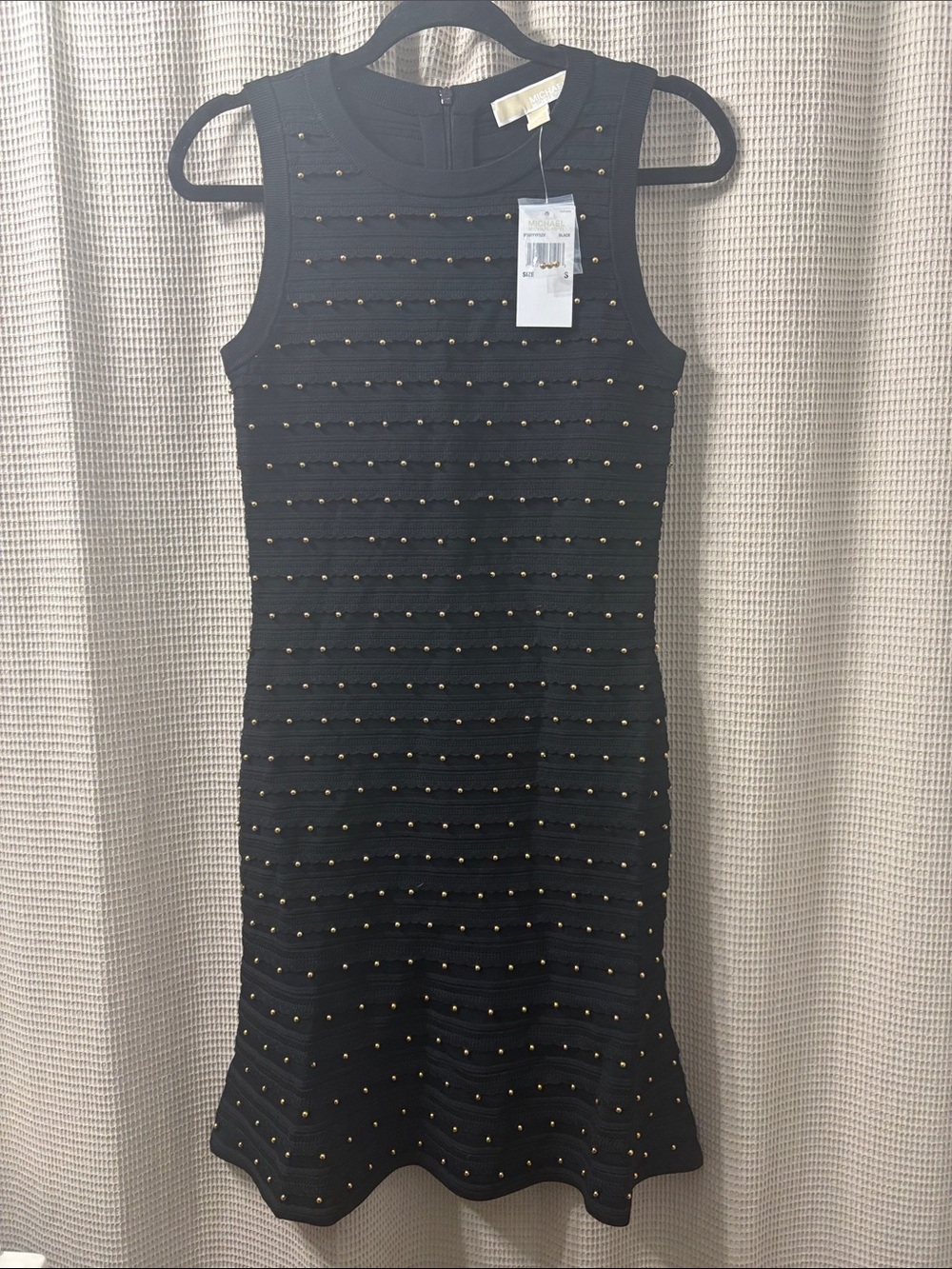 Michael Kors Black Sleeveless Studded Knit Dress lots of stretch